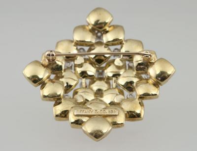  Tiffany Co TIFFANY GOLD GEOMETRICAL BROOCH WITH DIAMONDS