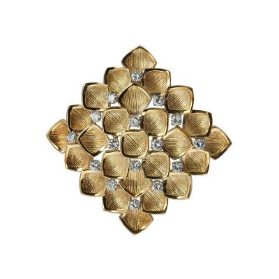  Tiffany Co TIFFANY GOLD GEOMETRICAL BROOCH WITH DIAMONDS
