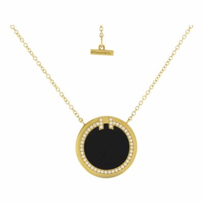  Tiffany Co TIFFANY T DIAMOND AND BLACK ONYX CIRCLE PENDANT