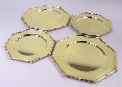  Tiffany Co Tiffany American Gilt Sterling Silver Plates in Bamboo Pattern