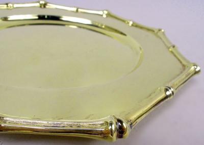  Tiffany Co Tiffany American Gilt Sterling Silver Plates in Bamboo Pattern