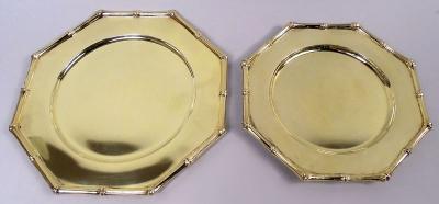  Tiffany Co Tiffany American Gilt Sterling Silver Plates in Bamboo Pattern