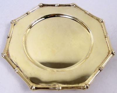  Tiffany Co Tiffany American Gilt Sterling Silver Plates in Bamboo Pattern