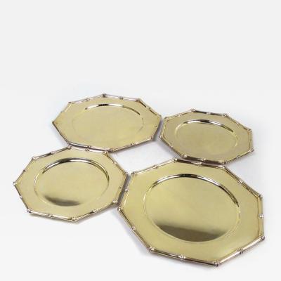  Tiffany Co Tiffany American Gilt Sterling Silver Plates in Bamboo Pattern
