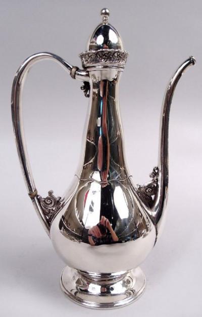 Tiffany Co Tiffany Art Nouveau Sterling Silver 3 Piece Turkish Coffee Set on Tray