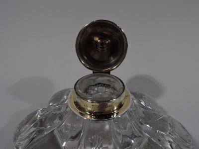  Tiffany Co Tiffany Art Nouveau Sterling Silver and Engraved Glass Inkwell