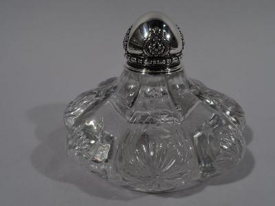  Tiffany Co Tiffany Art Nouveau Sterling Silver and Engraved Glass Inkwell