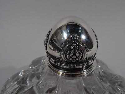  Tiffany Co Tiffany Art Nouveau Sterling Silver and Engraved Glass Inkwell