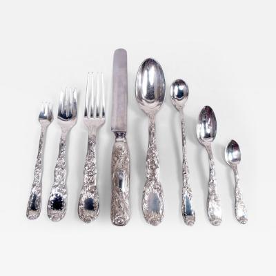  Tiffany Co Tiffany Chrysanthemum Sterling Silver Dinner Set for 12 with 96 pieces