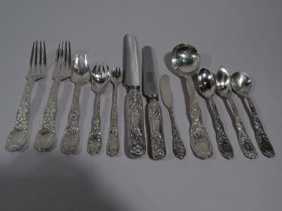  Tiffany Co Tiffany Chrysanthemum Sterling Silver Dinner Set with 145 Pieces