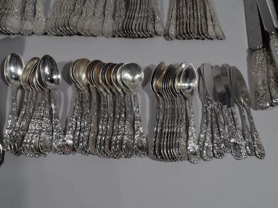  Tiffany Co Tiffany Chrysanthemum Sterling Silver Dinner Set with 145 Pieces