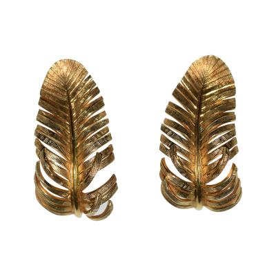  Tiffany Co Tiffany Co 14K Gold Earrings Feathers Clip on