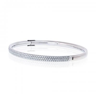  Tiffany Co Tiffany Co 18K White Gold Diamond Metro Three Row Pave Bracelet