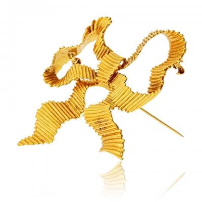  Tiffany Co Tiffany Co 18K Yellow Gold Bow Ribbon Brooch