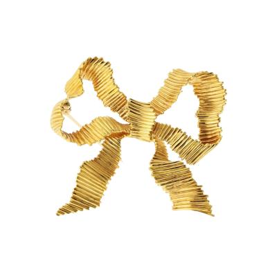  Tiffany Co Tiffany Co 18K Yellow Gold Bow Ribbon Brooch