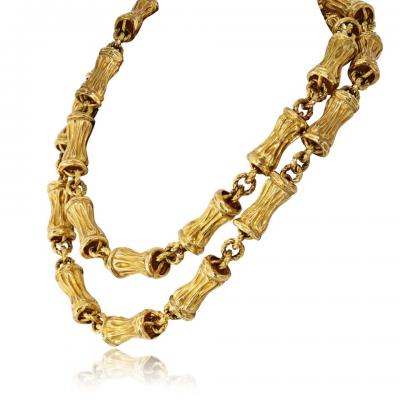  Tiffany Co Tiffany Co 18K Yellow Gold Circa 1970s 30 Inch Bamboo Finish Necklace