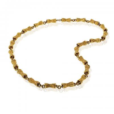 Tiffany Co Tiffany Co 18K Yellow Gold Circa 1970s 30 Inch Bamboo Finish Necklace