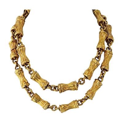  Tiffany Co Tiffany Co 18K Yellow Gold Circa 1970s 30 Inch Bamboo Finish Necklace
