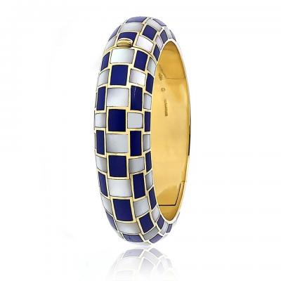  Tiffany Co Tiffany Co 18K Yellow Gold Lapis Inlay And Mother Of Pearl Checkerboard