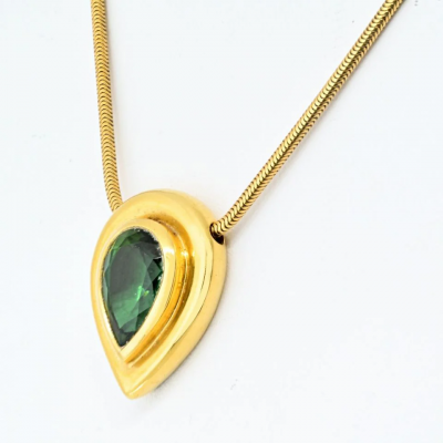  Tiffany Co Tiffany Co 18K Yellow Gold Paloma Picasso Green Tourmaline Necklace