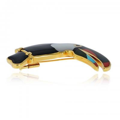  Tiffany Co Tiffany Co 18K Yellow Gold Toucan Enamel Bird Brooch