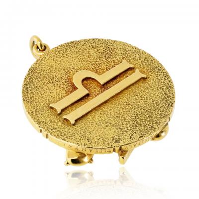  Tiffany Co Tiffany Co 18K Yellow Gold Zodiac Libra 44 5mm Diamond Medallion Pendant