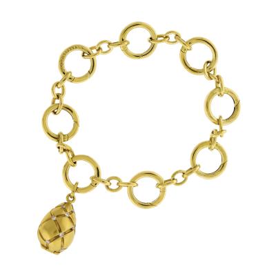  Tiffany Co Tiffany Co 18k Yellow Gold Charm Bracelet with Diamond Egg Locket