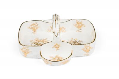 Tiffany Co Tiffany Co American Mid Century White Ceramic Picnic Tray with Handles