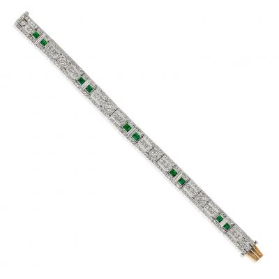 Tiffany Co Tiffany Co Art Deco Emerald and Diamond Bracelet
