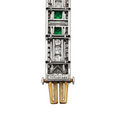 Tiffany Co Tiffany Co Art Deco Emerald and Diamond Bracelet