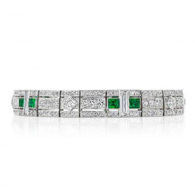 Tiffany Co Tiffany Co Art Deco Emerald and Diamond Bracelet