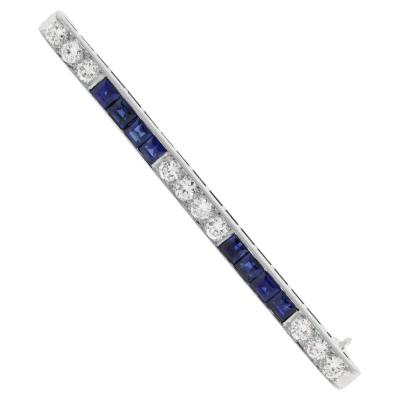  Tiffany Co Tiffany Co Art Deco Sapphire and Diamond Bar Pin