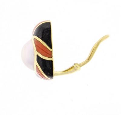  Tiffany Co Tiffany Co Coral Onyx Pearl Gold Earrings