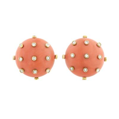  Tiffany Co Tiffany Co Coral and Diamond Earrings