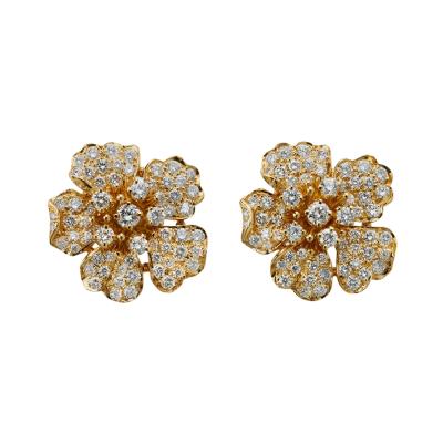  Tiffany Co Tiffany Co Diamond Flower Blossom Clip Earrings