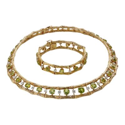  Tiffany Co Tiffany Co France Peridot and Diamond Necklace and Bracelet