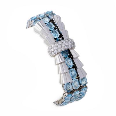  Tiffany Co Tiffany Co French Aquamarine and Diamond Bracelet