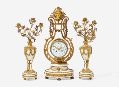  Tiffany Co Tiffany Co French Louis XVI Clock Garniture Set Bronze Marble France