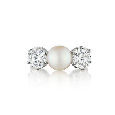  Tiffany Co Tiffany Co Natural Pearl and Diamond Ring