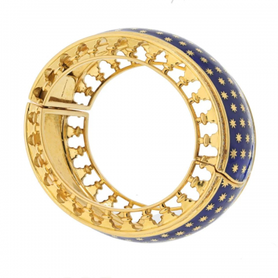  Tiffany Co Tiffany Co Paloma Picasso 18K Yellow Gold Blue Enamel Star Bracelet