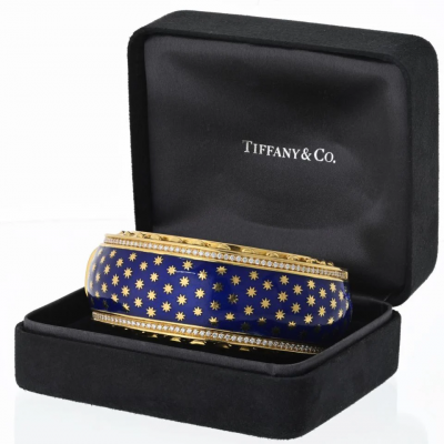  Tiffany Co Tiffany Co Paloma Picasso 18K Yellow Gold Blue Enamel Star Bracelet