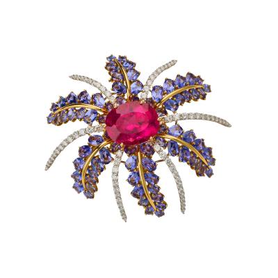  Tiffany Co Tiffany Co Rubellite and Tanzanite Fireworks Pendant Brooch