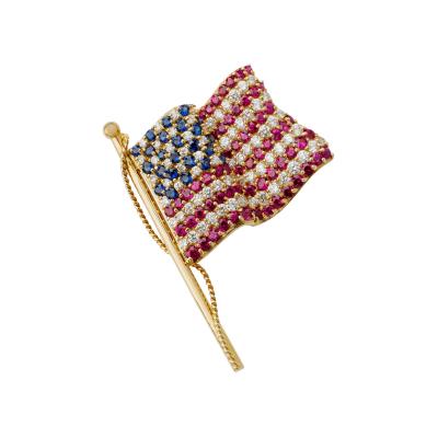  Tiffany Co Tiffany Co Ruby Diamond and Sapphire American Flag Brooch