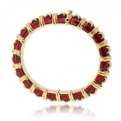  Tiffany Co Tiffany Co Schlumberger 18K YG Vintage Croisillon Red Enamel Bracelet