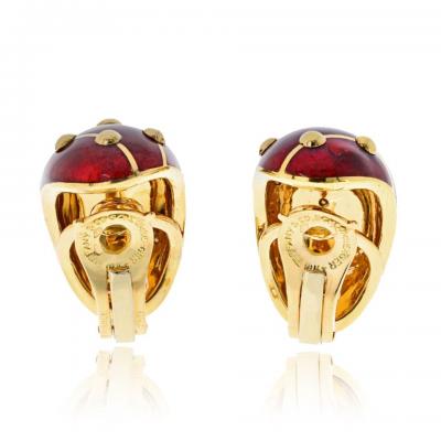  Tiffany Co Tiffany Co Schlumberger 18K Yellow Gold Red Enamel Banana Earrings