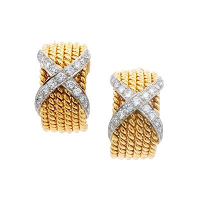  Tiffany Co Tiffany Co Schlumberger Diamond X 6 Row Rope Earrings