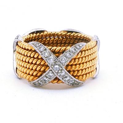  Tiffany Co Tiffany Co Schlumberger Diamond X 6 Row Rope Ring