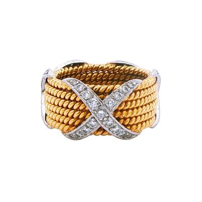  Tiffany Co Tiffany Co Schlumberger Diamond X 6 Row Rope Ring