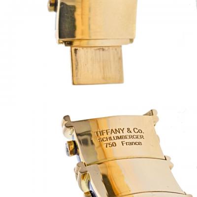  Tiffany Co Tiffany Co Schlumberger Platinum 18K YG Blue Enamel Diamond Bracelet