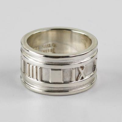 Tiffany Co Tiffany Co Silver Atlas Roman Numeral Band Ring 11g